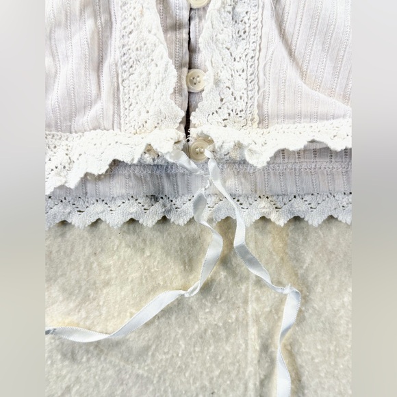 Free People Third Date Top, Crocheted Hem, Almond / Off-white Color, XL - Picture 6 of 9